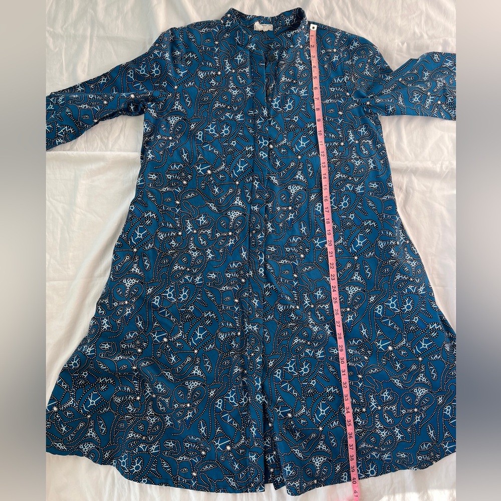 Zuri Made in Kenya Blue Print Patterned Cotton Dress Size Medium - Picture 8 of 8
